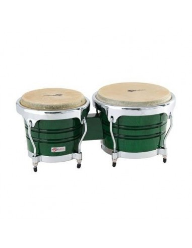 _ Batterie e percussioniBongos soundsation sb02-jg  7"+8" jungle green hw-ch