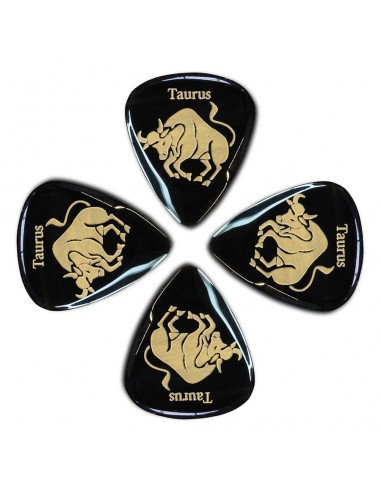 _ Accessori per strumenti a cordaConfezione 4 plettri timbertones zodiac toro