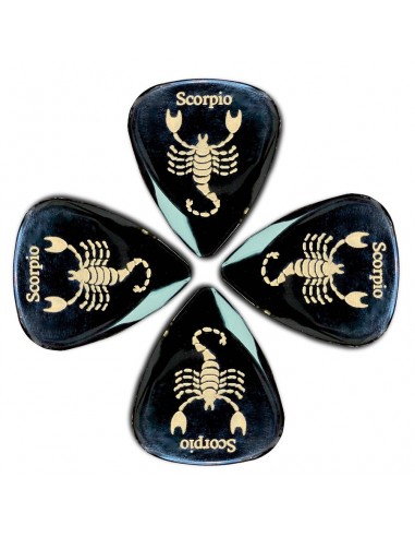 _ Accessori per strumenti a cordaConfezione 4 plettri timbertones zodiac scorpione