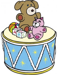 _ Carta stampataSticker swingtime serie kids tamburo e giocattoli 60x45 cm  dsb0008