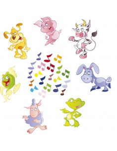 _ Carta stampataSticker swingtime serie kids set di animaletti ballerini più 20 note colorate